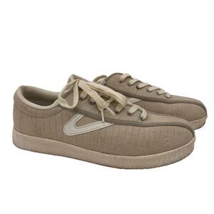 Tretorn Beige Textured Pattern Leather Nylite Plus Sneakers Size US 8